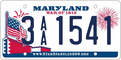 MD license plate 3AA1541