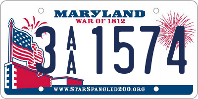 MD license plate 3AA1574