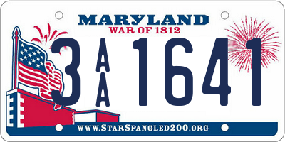 MD license plate 3AA1641
