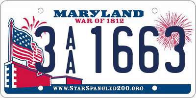 MD license plate 3AA1663
