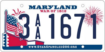 MD license plate 3AA1671