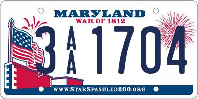 MD license plate 3AA1704