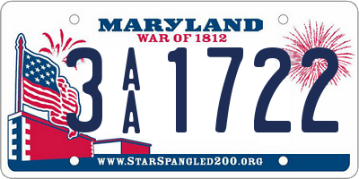 MD license plate 3AA1722