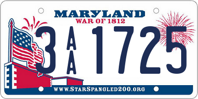 MD license plate 3AA1725