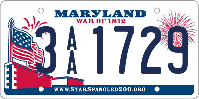 MD license plate 3AA1729