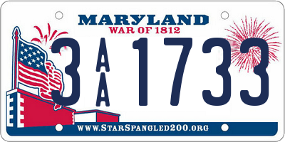 MD license plate 3AA1733