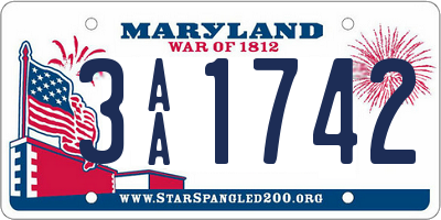 MD license plate 3AA1742