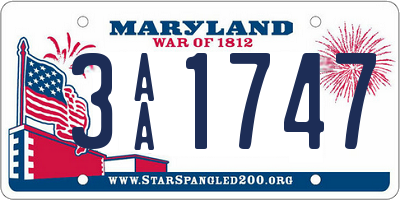 MD license plate 3AA1747