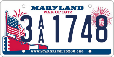 MD license plate 3AA1748