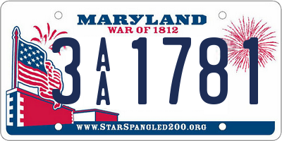 MD license plate 3AA1781