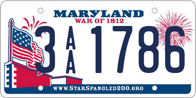MD license plate 3AA1786
