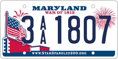 MD license plate 3AA1807