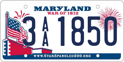 MD license plate 3AA1850