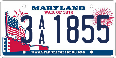 MD license plate 3AA1855