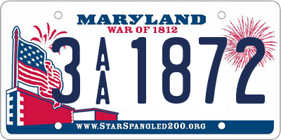MD license plate 3AA1872