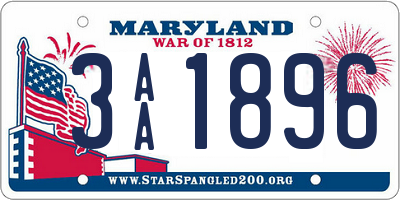 MD license plate 3AA1896