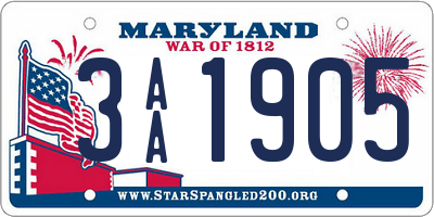 MD license plate 3AA1905