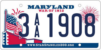 MD license plate 3AA1908