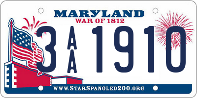 MD license plate 3AA1910