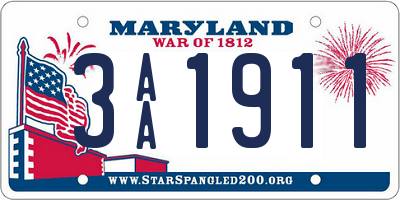 MD license plate 3AA1911