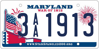 MD license plate 3AA1913