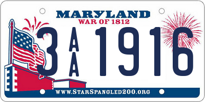 MD license plate 3AA1916