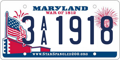 MD license plate 3AA1918