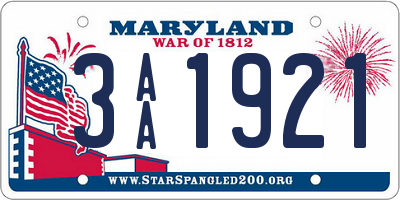 MD license plate 3AA1921