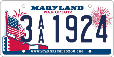 MD license plate 3AA1924