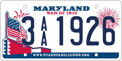 MD license plate 3AA1926