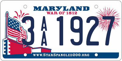 MD license plate 3AA1927