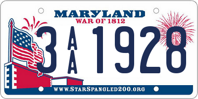 MD license plate 3AA1928