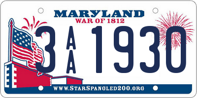 MD license plate 3AA1930