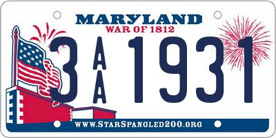 MD license plate 3AA1931