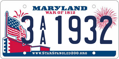 MD license plate 3AA1932