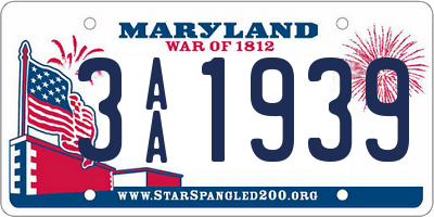 MD license plate 3AA1939