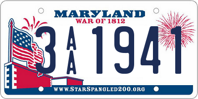 MD license plate 3AA1941