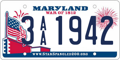 MD license plate 3AA1942