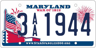 MD license plate 3AA1944