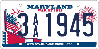 MD license plate 3AA1945