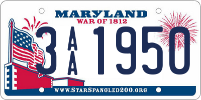 MD license plate 3AA1950