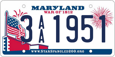 MD license plate 3AA1951