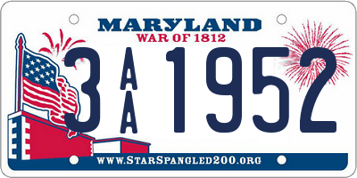 MD license plate 3AA1952