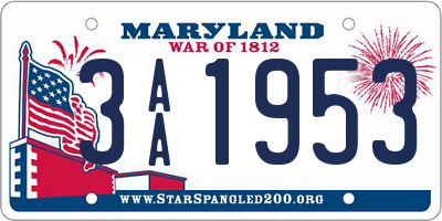 MD license plate 3AA1953