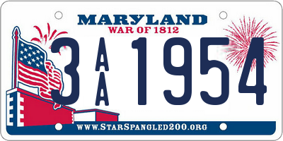 MD license plate 3AA1954