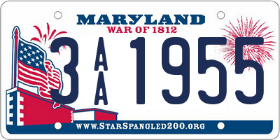 MD license plate 3AA1955