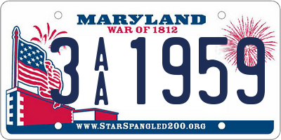 MD license plate 3AA1959