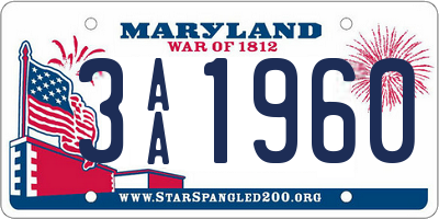 MD license plate 3AA1960