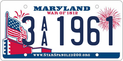 MD license plate 3AA1961