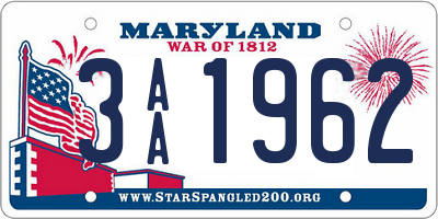 MD license plate 3AA1962